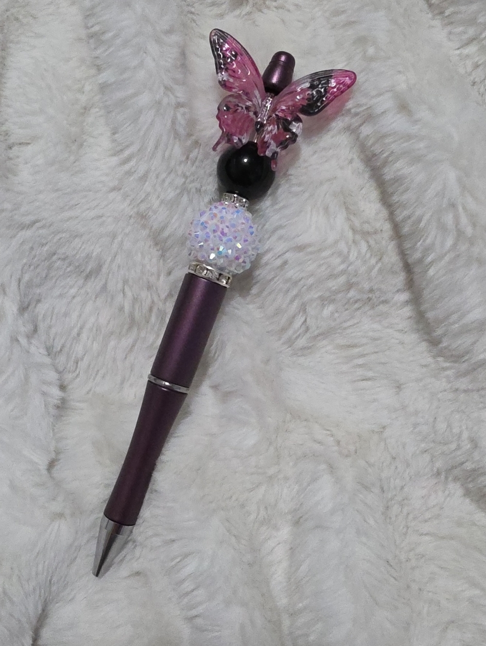 Elegant Purple Butterfly Crystal Ballpoint Pen
